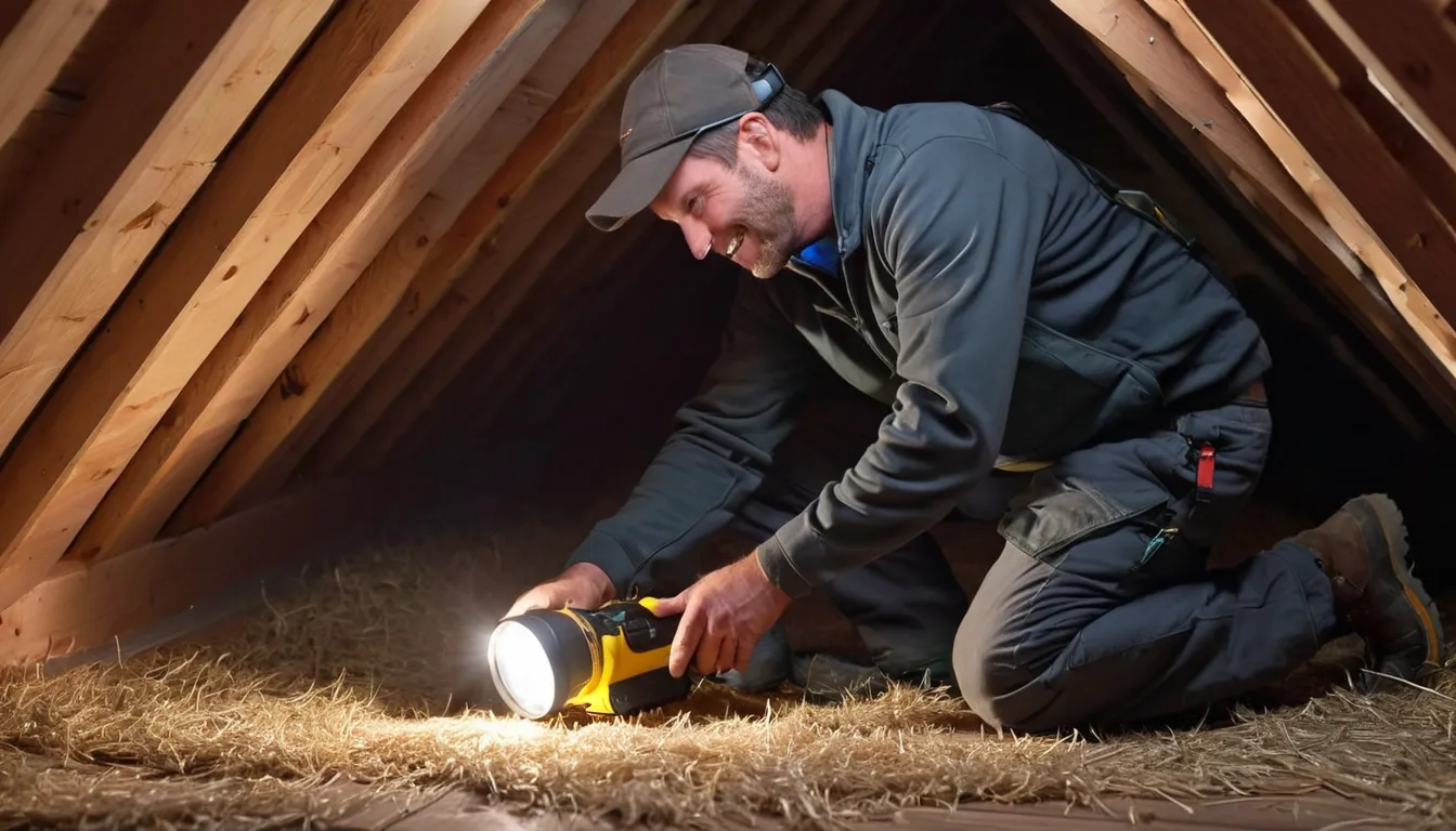 A friendly provider inspecting an attic for rodent and wildlife entry points in a home in Portland